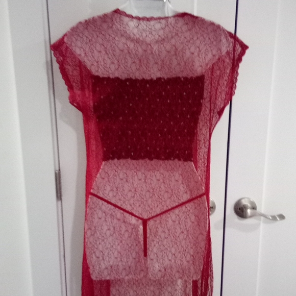 Vintage Chantilly Lace Cardigan Duster / Slip Robe - Picture 7 of 16